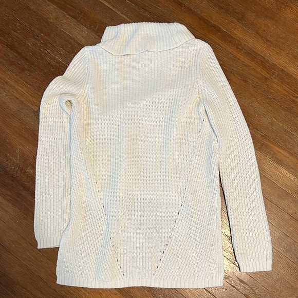 Anthropologie Moth Cotton Wool Blend White Turtleneck Sweater - Picture 4 of 4